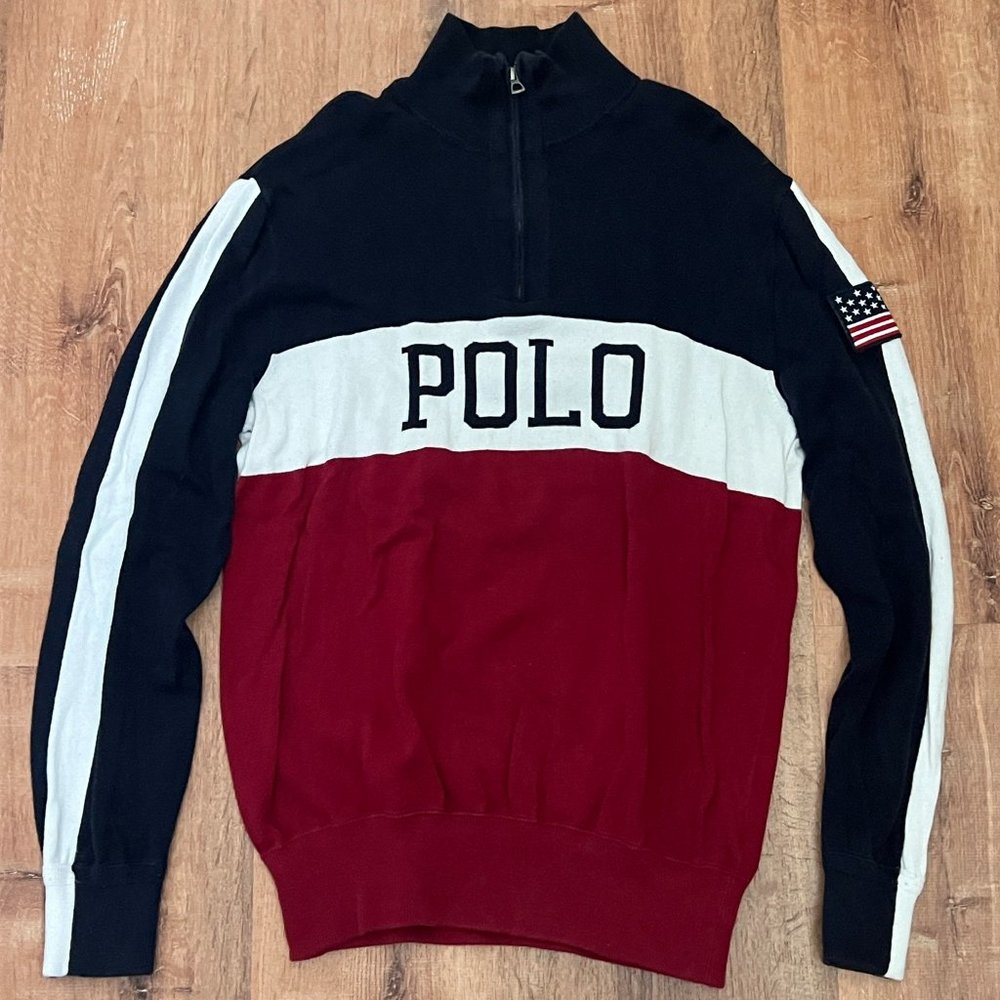 Polo Ralph Lauren USA Flag Patch Sweater, M
